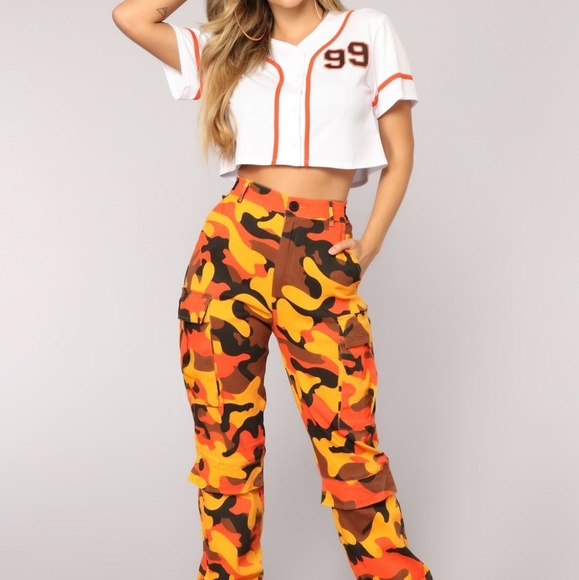 fashion nova orange camo pants